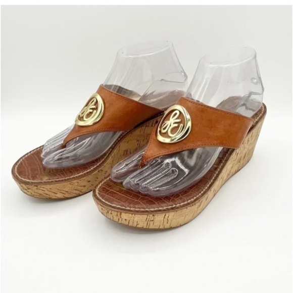 Sam  Edelman | Ruth Leather Wedge Platform Sandals Size 9 - Picture 1 of 5
